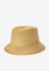Saint Laurent Cassandre Woven Straw Fedora Hat Beige 703012-3YG57-9600