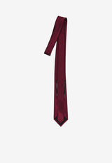 Saint Laurent Logo Label Silk Tie Red 858355-3Y011-6100