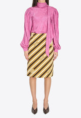 Gucci Rose Jacquard Silk Twill Blouse Pink 854520-ZAUII-6095