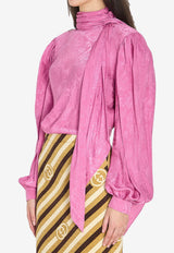 Gucci Rose Jacquard Silk Twill Blouse Pink 854520-ZAUII-6095
