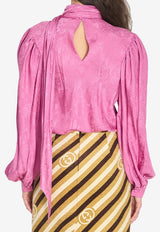 Gucci Rose Jacquard Silk Twill Blouse Pink 854520-ZAUII-6095