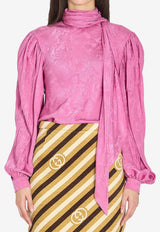 Gucci Rose Jacquard Silk Twill Blouse Pink 854520-ZAUII-6095