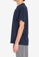 Moncler Embroidered Logo Crewneck T-shirt Navy L10918C00044-89AUG-77B