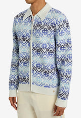 Casablanca Space Dye Zip Sweater Blue SP26KW1162--01