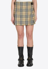 Burberry Mini Check Wool Skirt Beige 8118152--B9368