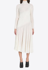 Alaïa High-Neck Twisted Midi Dress White AA9R2834K142C--000