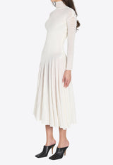 Alaïa High-Neck Twisted Midi Dress White AA9R2834K142C--000