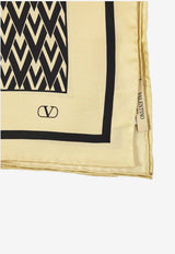 Valentino Toute La V Print Silk Scarf Cream 8W2EI114-SHT-REX