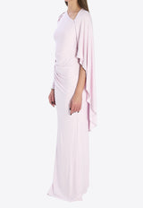 Self-Portrait Jersey Drape Maxi Dress Pink RS26505X--PINK