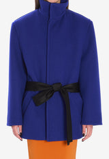 Saint Laurent Boxy Belted Coat Blue 850307-Y5J78-4146