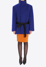 Saint Laurent Boxy Belted Coat Blue 850307-Y5J78-4146
