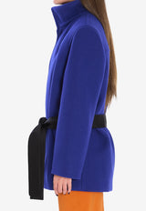 Saint Laurent Boxy Belted Coat Blue 850307-Y5J78-4146