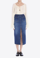 Chloé Faded Denim Midi Skirt Blue CH24WDJ01150--402
