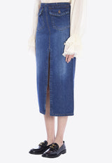Chloé Faded Denim Midi Skirt Blue CH24WDJ01150--402