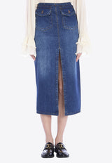 Chloé Faded Denim Midi Skirt Blue CH24WDJ01150--402