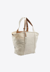 Golden Goose DB Logo Print Canvas Tote Bag Beige GWA00694-A000861-15232