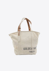 Golden Goose DB Logo Print Canvas Tote Bag Beige GWA00694-A000861-15232