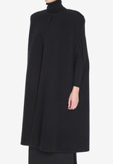 Valentino Fluffy Cashmere-Blend Cape Coat Black 5B0CG4G0-8Y5-0NO