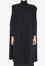 Valentino Fluffy Cashmere-Blend Cape Coat Black 5B0CG4G0-8Y5-0NO