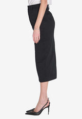 TheLatest High-Rise Pencil Midi Skirt Black TLW09008T0176-ABTP-T0002