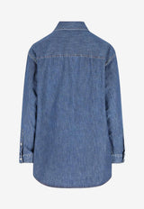 Valentino Denim Shirt with Metal V Blue 8B3DB03K-9YA-558