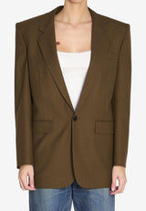 Saint Laurent Wool Single-Breasted Blazer Green 828004-Y2J02-3816