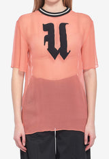 Emanuel Ungaro U Logo Patch Sheer Blouse Coral 19566-.-