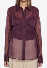 Federica Tosi Silk Buttoned Shirt Purple 41108-409-18