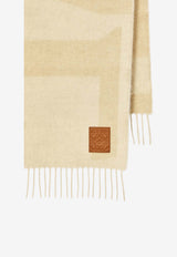 Loewe Anagram Patch Cashmere Fringed Scarf Beige FSA3SS1W04--2279