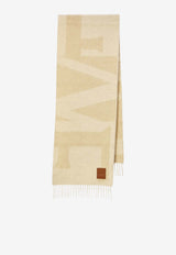 Loewe Anagram Patch Cashmere Fringed Scarf Beige FSA3SS1W04--2279