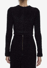 Balenciaga Cropped Buttoned Cardigan Black 793604-T3328-1000