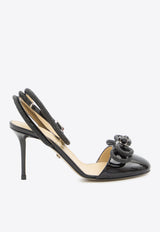 Mach & Mach Double Bow 85 Patent Leather Sandals Black PF24-S0792-85-PAT-BLK