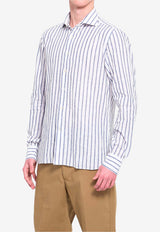 Borriello Napoli Spaccanapoli Striped Buttoned Shirt White 22012/2 MARE--AZZURRO