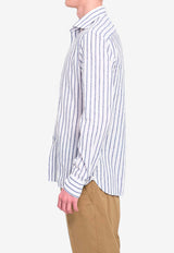 Borriello Napoli Spaccanapoli Striped Buttoned Shirt White 22012/2 MARE--AZZURRO