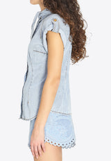 Zimmermann Denim Tie Neck Shirt Blue 7247TC26R--CSW