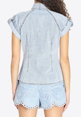 Zimmermann Denim Tie Neck Shirt Blue 7247TC26R--CSW