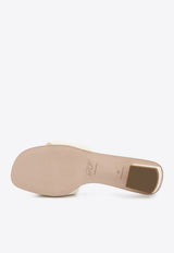 Roger Vivier Belle Vivier Leather Flat Sandals Cream RVW816449209-1TC-019