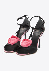 Roger Vivier Rose Vivier 100 Satin Sandals Black RVW79743730-UVM-89ID