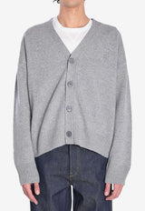 AMI PARIS Ami De Coeur Cardigan Gray HKC371-KN0071-050