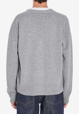 AMI PARIS Ami De Coeur Cardigan Gray HKC371-KN0071-050