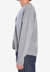 AMI PARIS Ami De Coeur Cardigan Gray HKC371-KN0071-050
