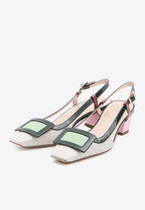 Roger Vivier Belle Vivier 45 Patent Leather Slingback Pumps Multicolor RVW00625601-D1P-SQ17