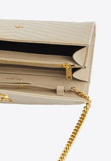 Saint Laurent Cassandre Matelassé Leather Clutch Bag Beige 377828-BOW01-2721
