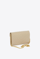 Saint Laurent Cassandre Matelassé Leather Clutch Bag Beige 377828-BOW01-2721