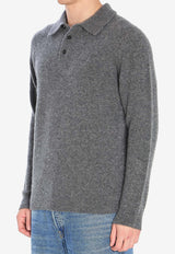 Roberto Collina Cashmere Polo Sweater Gray 253M32004--M3221