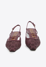 Gucci 35 GG Crystal Slingback Mesh Pumps Red 674668-FAEQ0-6255