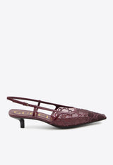 Gucci 35 GG Crystal Slingback Mesh Pumps Red 674668-FAEQ0-6255