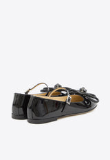 Mach & Mach Double Bow Ballet Flats in Patent Leather Black PF24-S0741-010-PAT-BLK