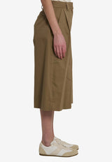 TheLatest Dakota Wide-Leg Bermuda Pants Brown TLW03120T0176-ABTP-T0031