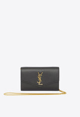 Saint Laurent Uptown Grained Leather Chain Clutch Black 607788-1GF0J-1000